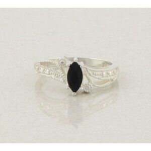 Sterling Silver Onyx Ring Size 8 1/4